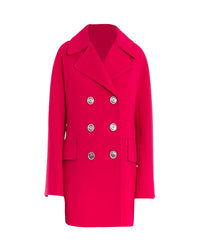 Manteau boutonné en laine - Fuchsia