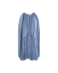 Robe Boétie drapée en soie - Bleu fumé clair