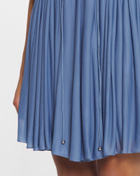 Robe Boétie drapée en soie - Bleu fumé clair