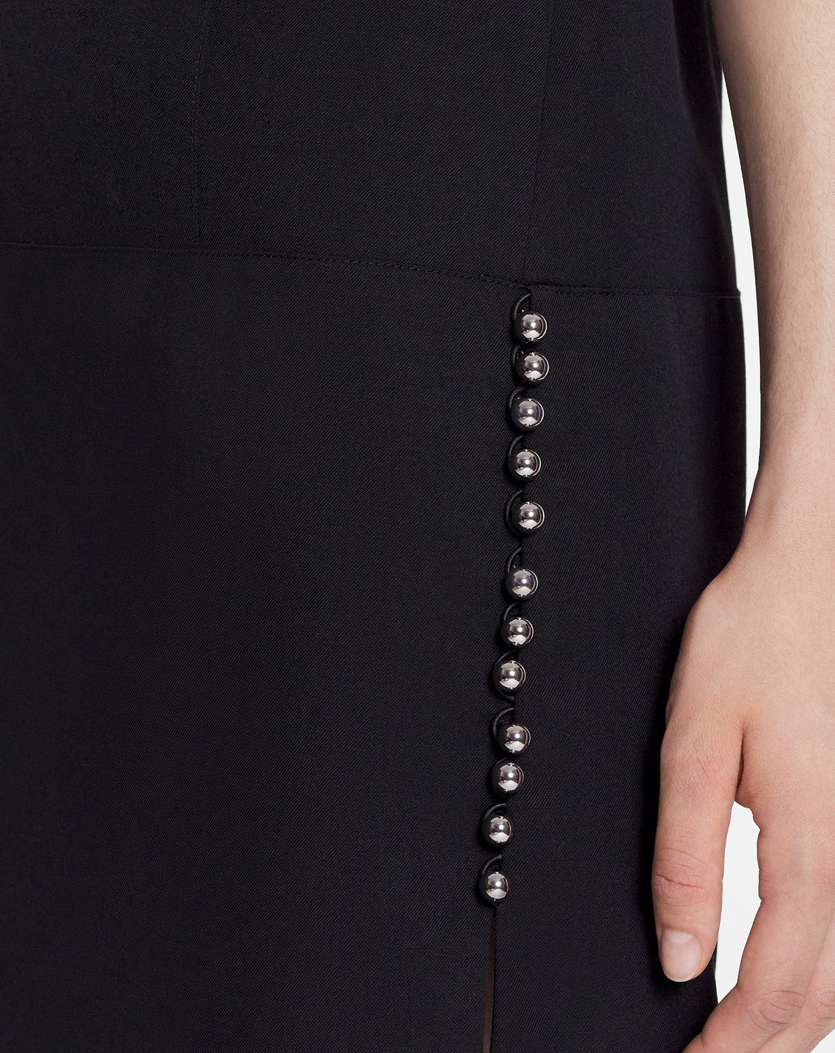 Robe mini à manches courtes en laine - Noir