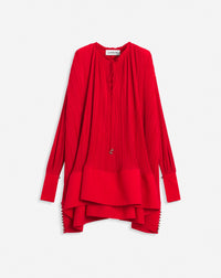 ZZNO STOCK FLAMME LONG SLEEVE FLARE PLEATED DRESS