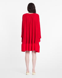 ZZNO STOCK FLAMME LONG SLEEVE FLARE PLEATED DRESS