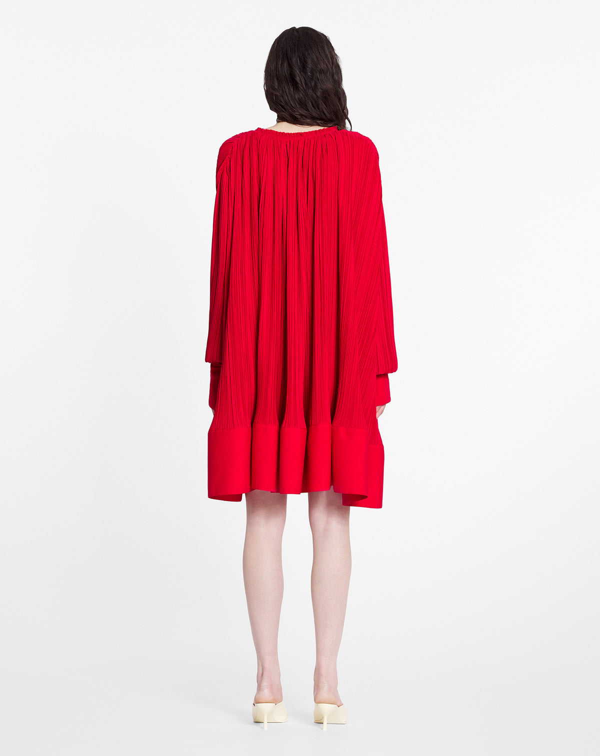 ZZNO STOCK FLAMME LONG SLEEVE FLARE PLEATED DRESS