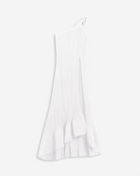 One shoulder pleated long dress - Blanc casse