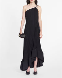 One shoulder pleated long dress - Flamme