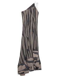 Robe longue effet cascade - Marron glace  &  noir