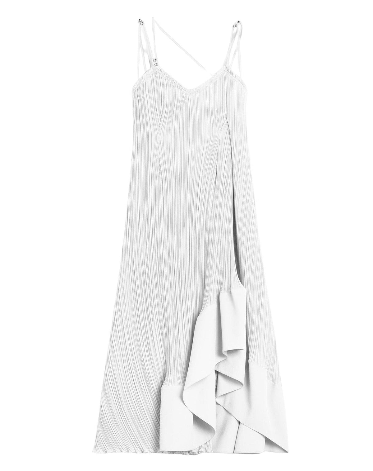 Strap pleated long dress - Blanc casse