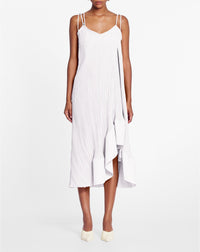 Strap pleated long dress - Blanc casse