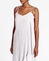 Strap pleated long dress - Blanc casse