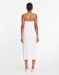 Strap pleated long dress - Blanc casse