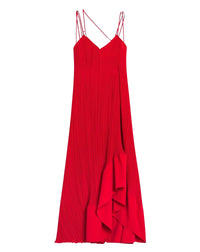 Strap pleated long dress - Flamme