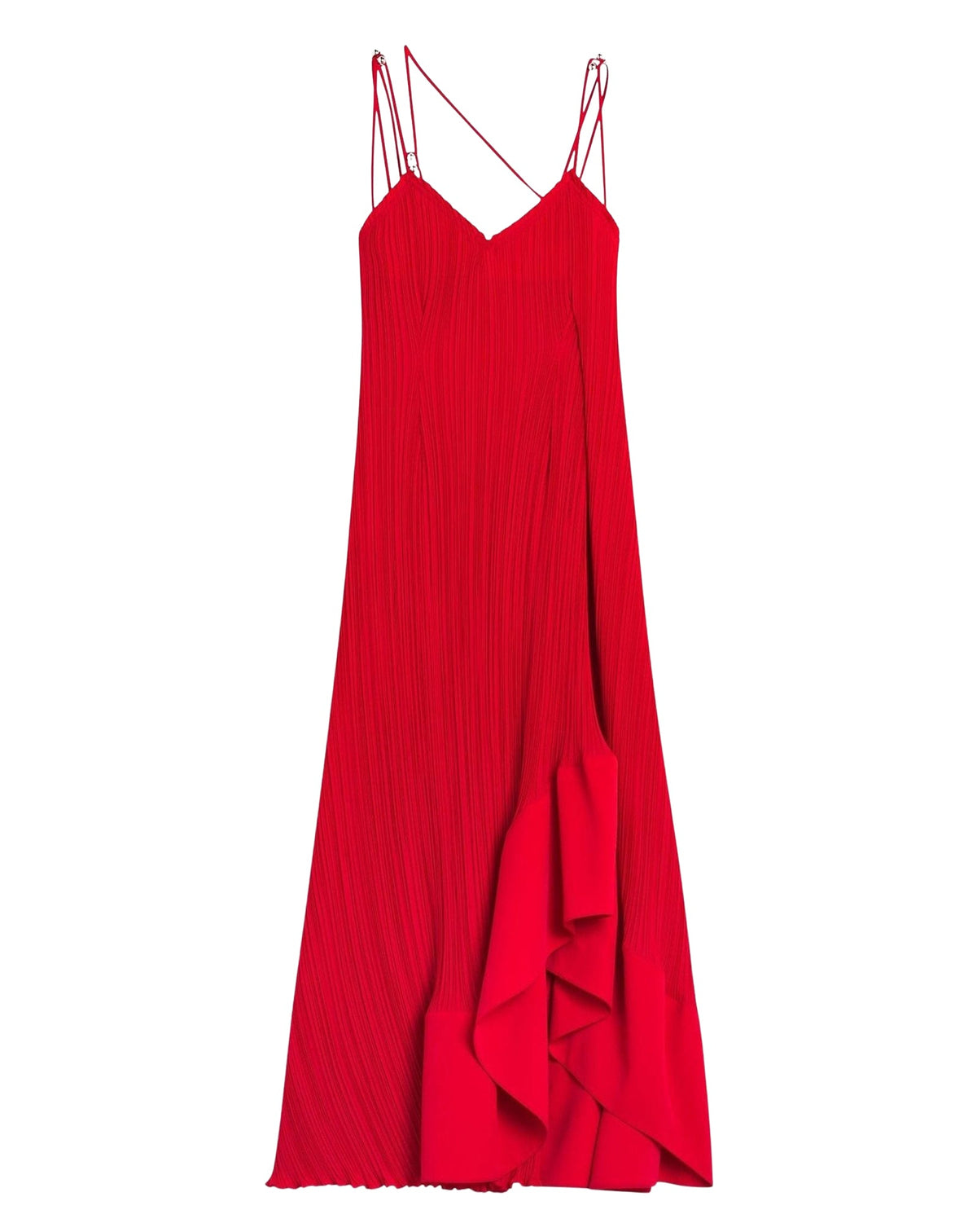 Strap pleated long dress - Flamme