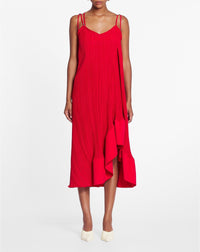 Strap pleated long dress - Flamme