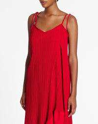 Strap pleated long dress - Flamme