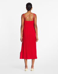 Strap pleated long dress - Flamme