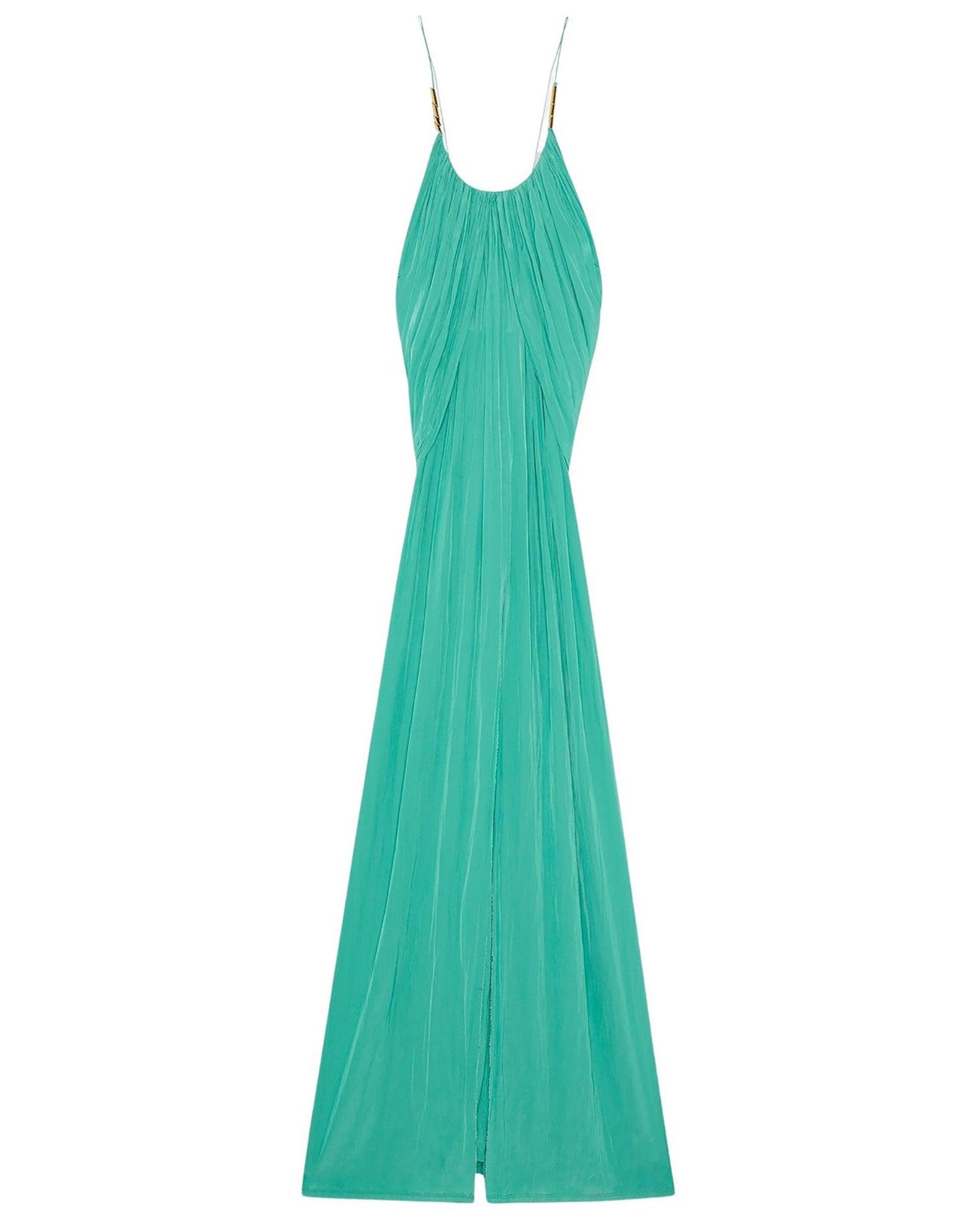 Robe longue drapée à bretelles - Jade