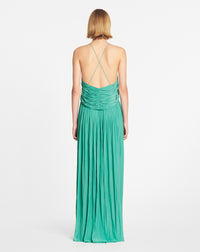 Robe longue drapée à bretelles - Jade
