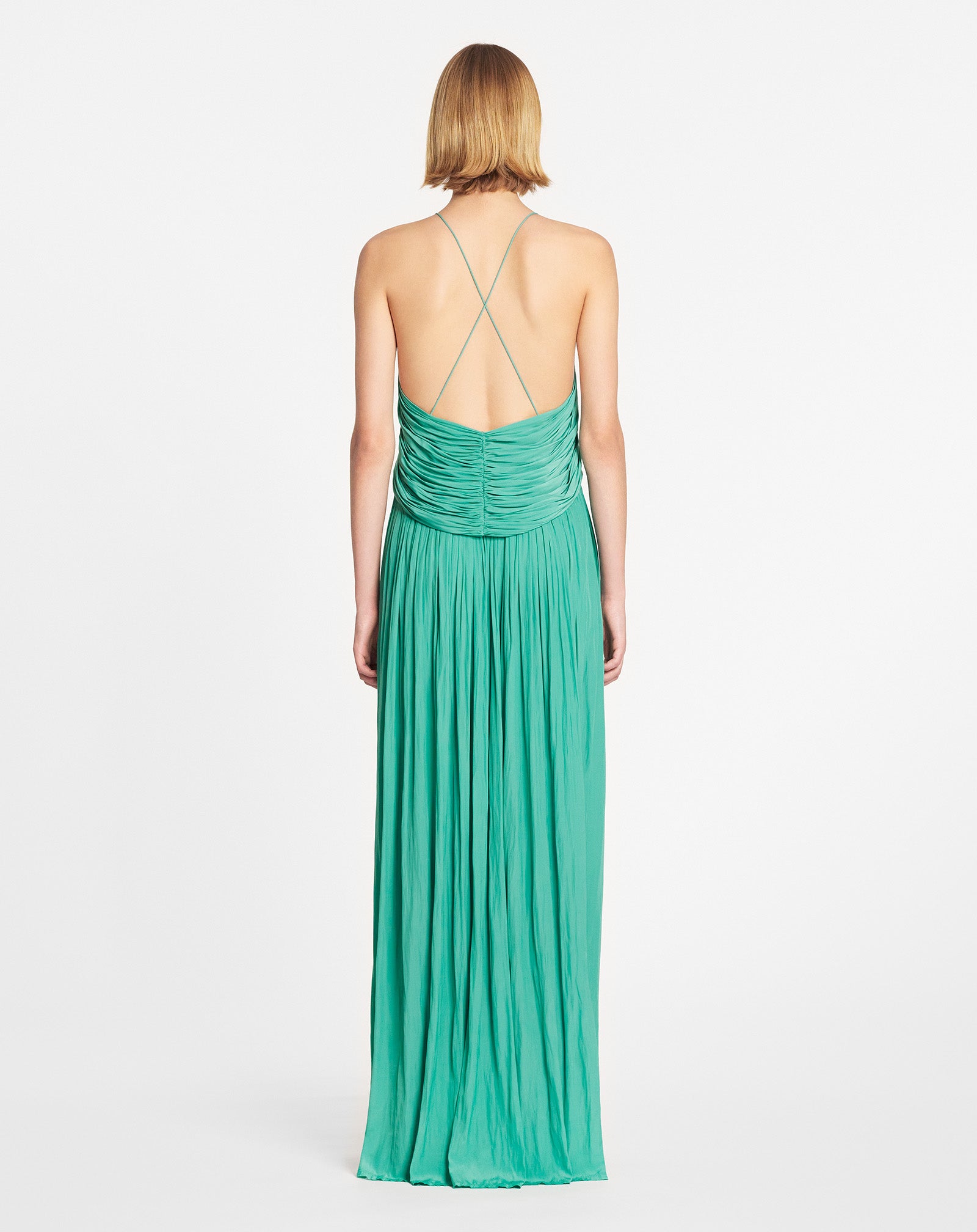 Robe longue drapée à bretelles - Jade