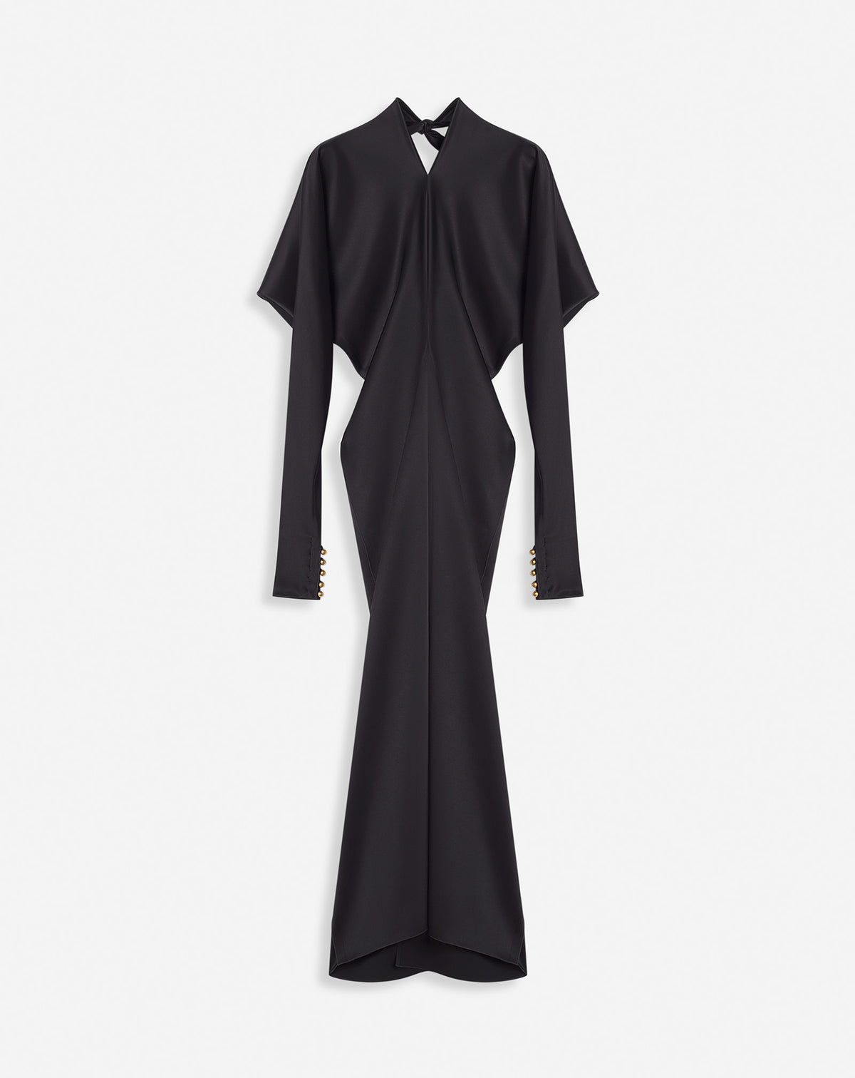 ZZNO STOCK NOIR LONG SLEEVE DRAPED MIDI DRESS