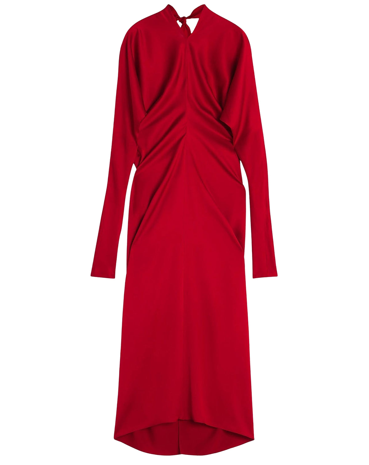 Robe drapée ajustée en soie - Carmin