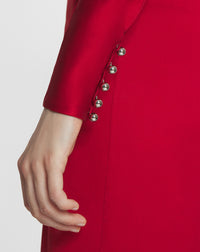 Robe drapée ajustée en soie - Carmin