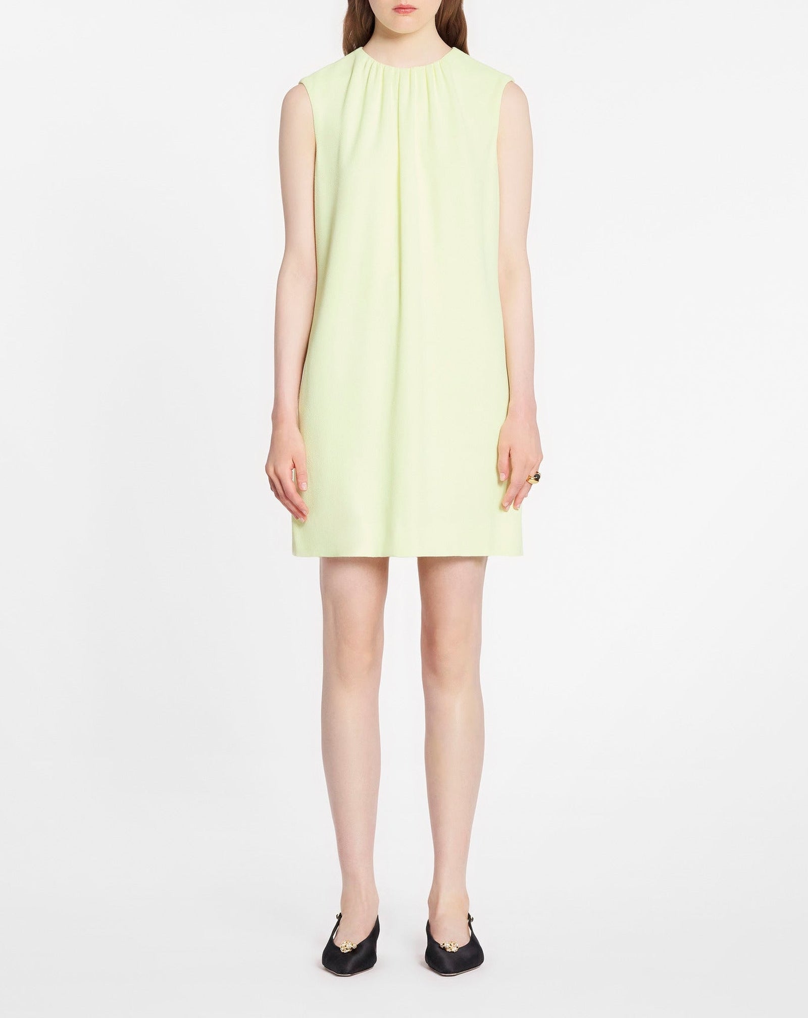 Robe courte à col froncé - Citron