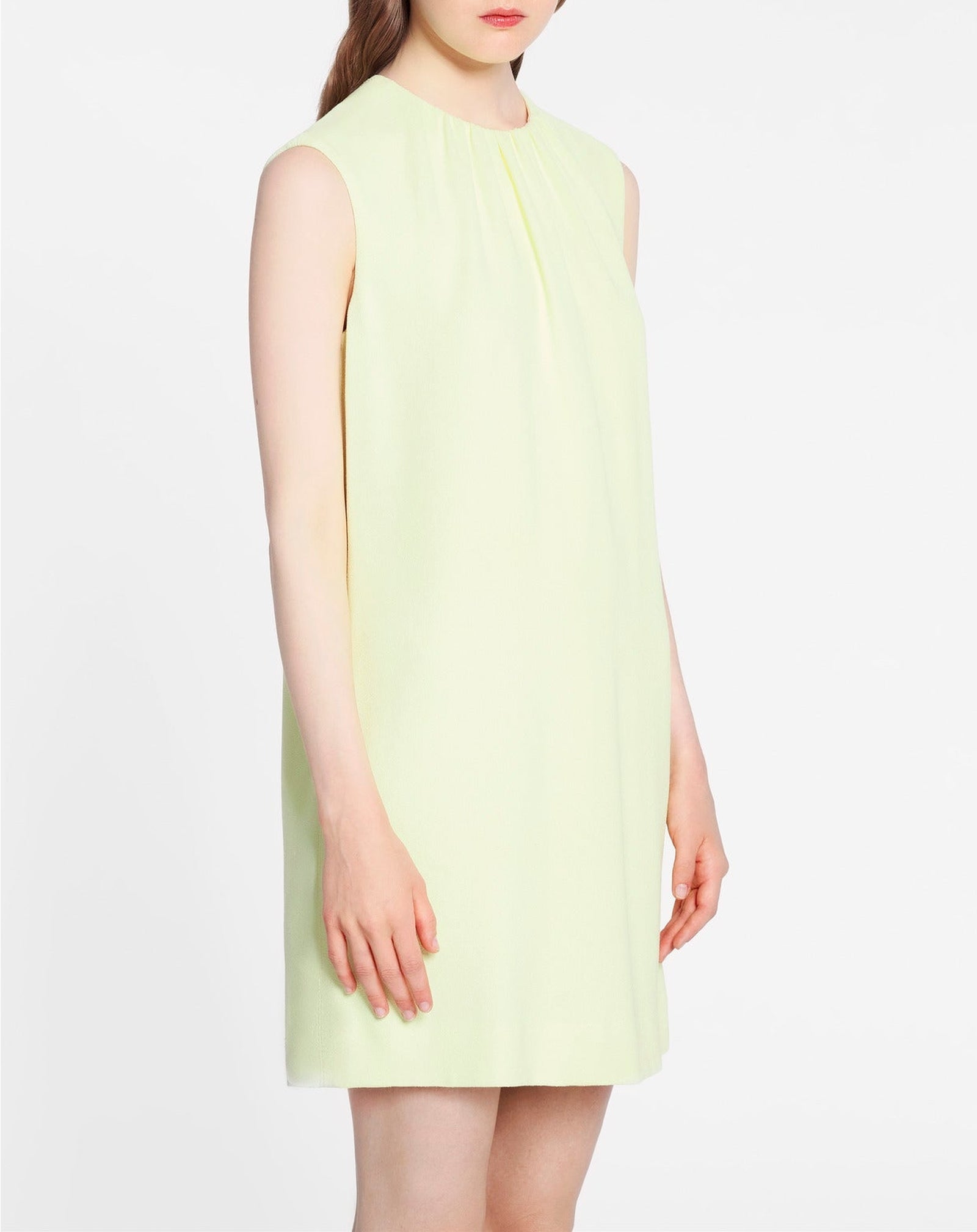 Robe courte à col froncé - Citron