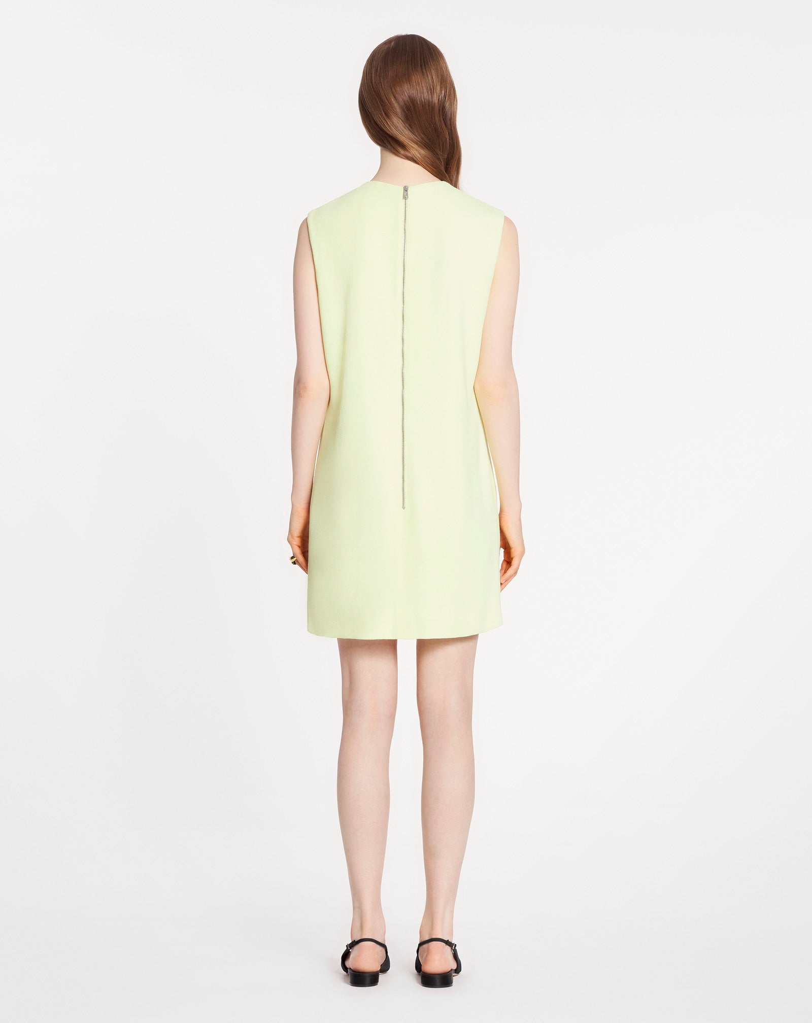 Robe courte à col froncé - Citron