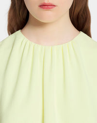 Robe courte à col froncé - Citron