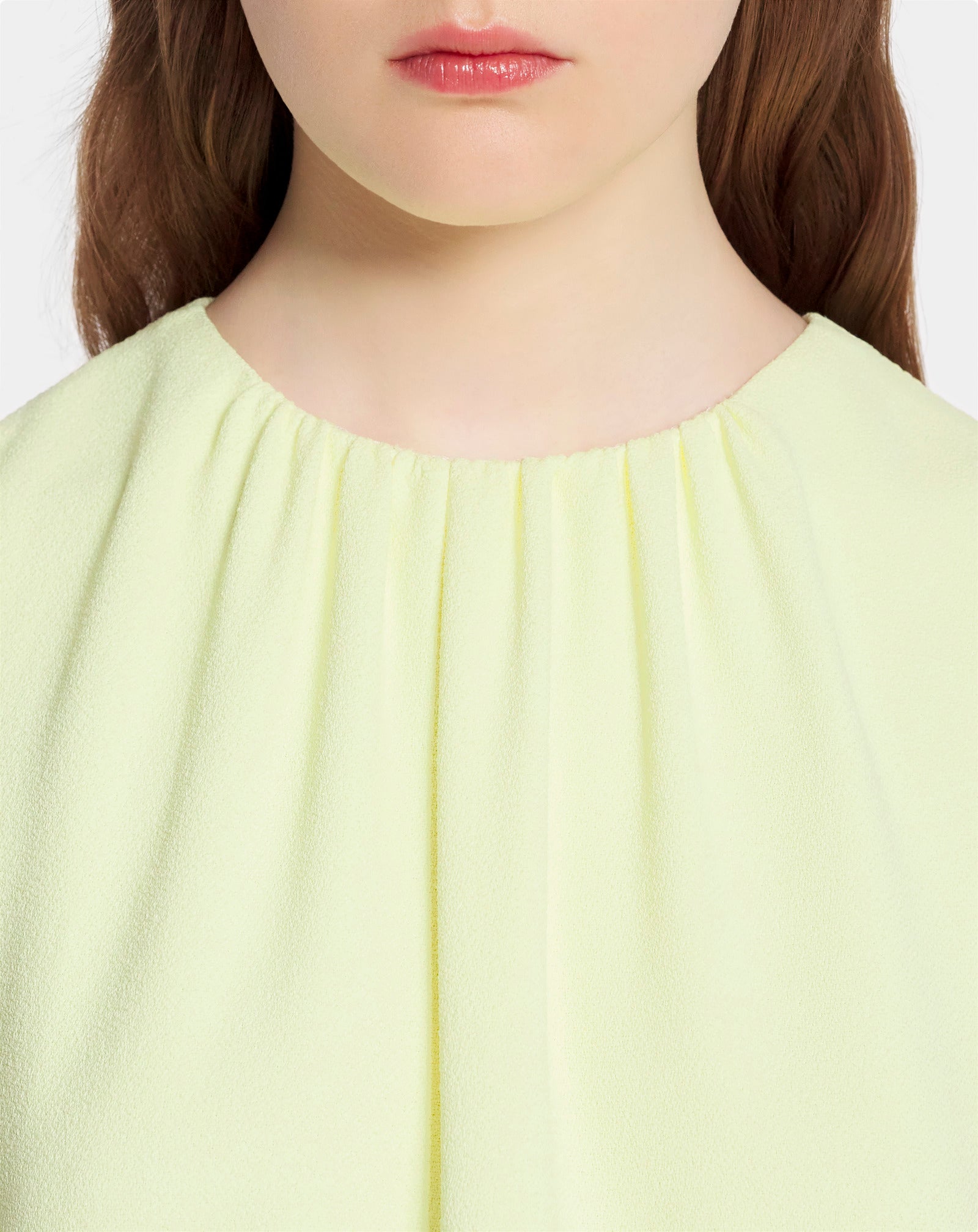 Robe courte à col froncé - Citron