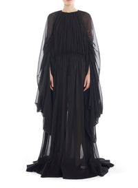 Robe froncée à manches longues - Noir