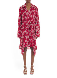 ZZNO STOCK CARMIN ROBE CHEMISE IMPRIMÉ RATEAU