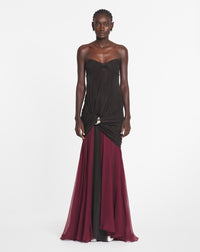 Bavarde - robe bustier longue - Marron foncé
