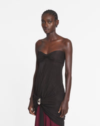 Bavarde - robe bustier longue - Marron foncé
