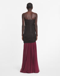Bavarde - robe bustier longue - Marron foncé