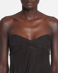 Bavarde - robe bustier longue - Marron foncé