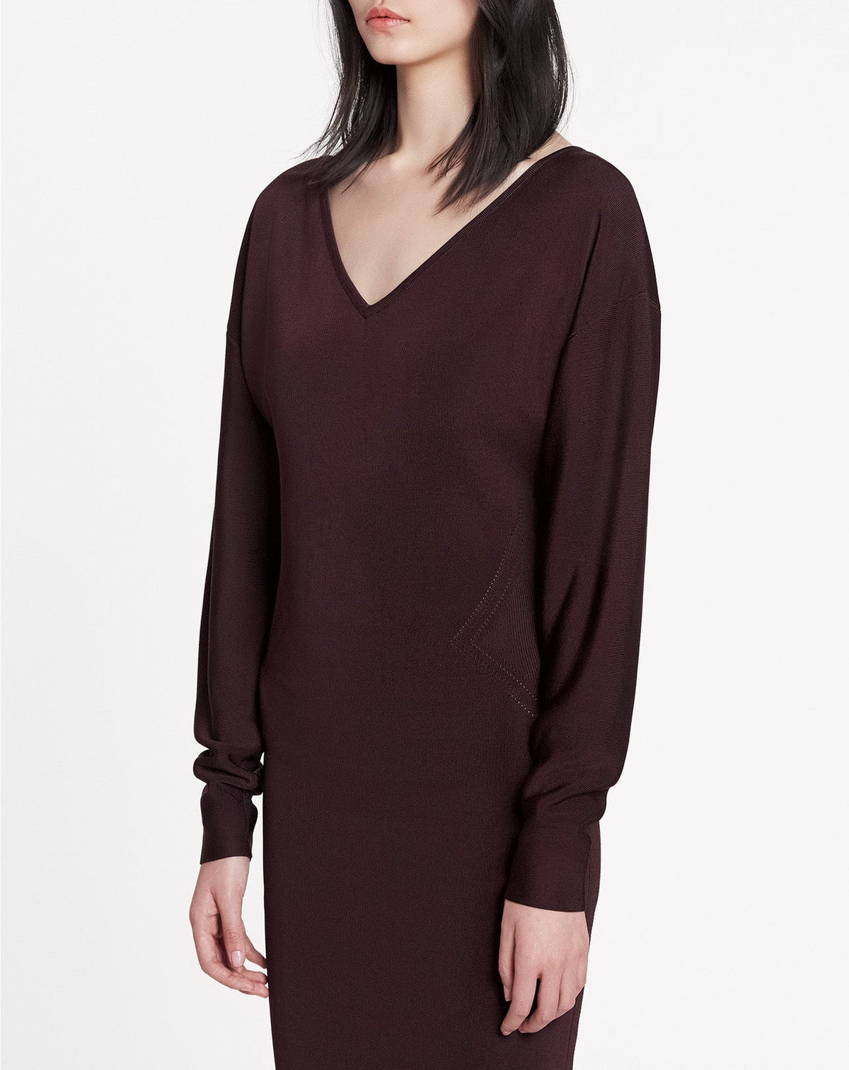 ZZNO STOCK AMARENA V NECK MIDI DRESS SIDE SLIT