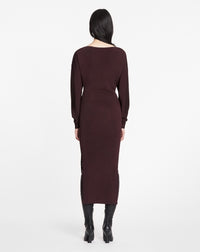 ZZNO STOCK AMARENA V NECK MIDI DRESS SIDE SLIT