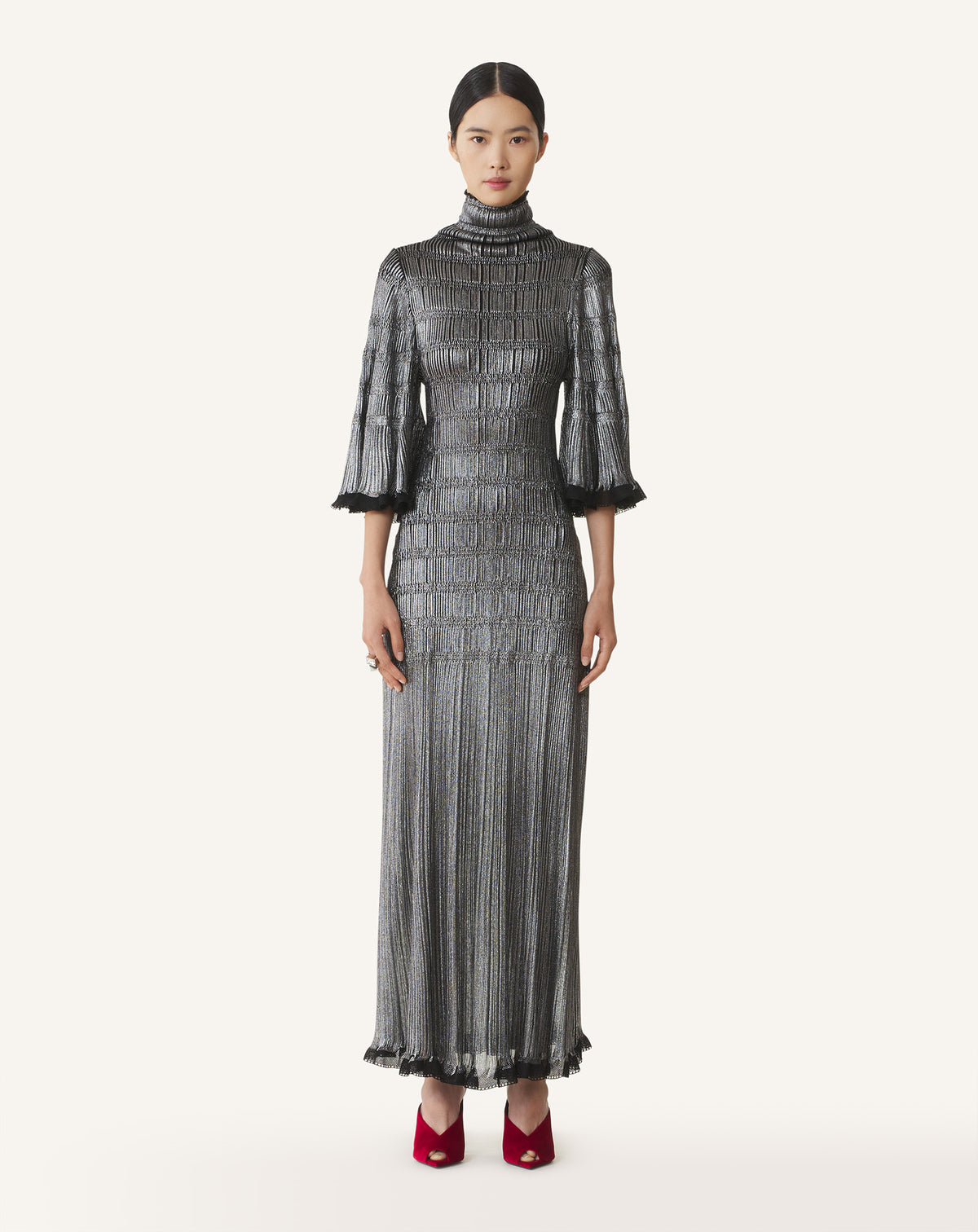 Robe midi col cheminée - Noir