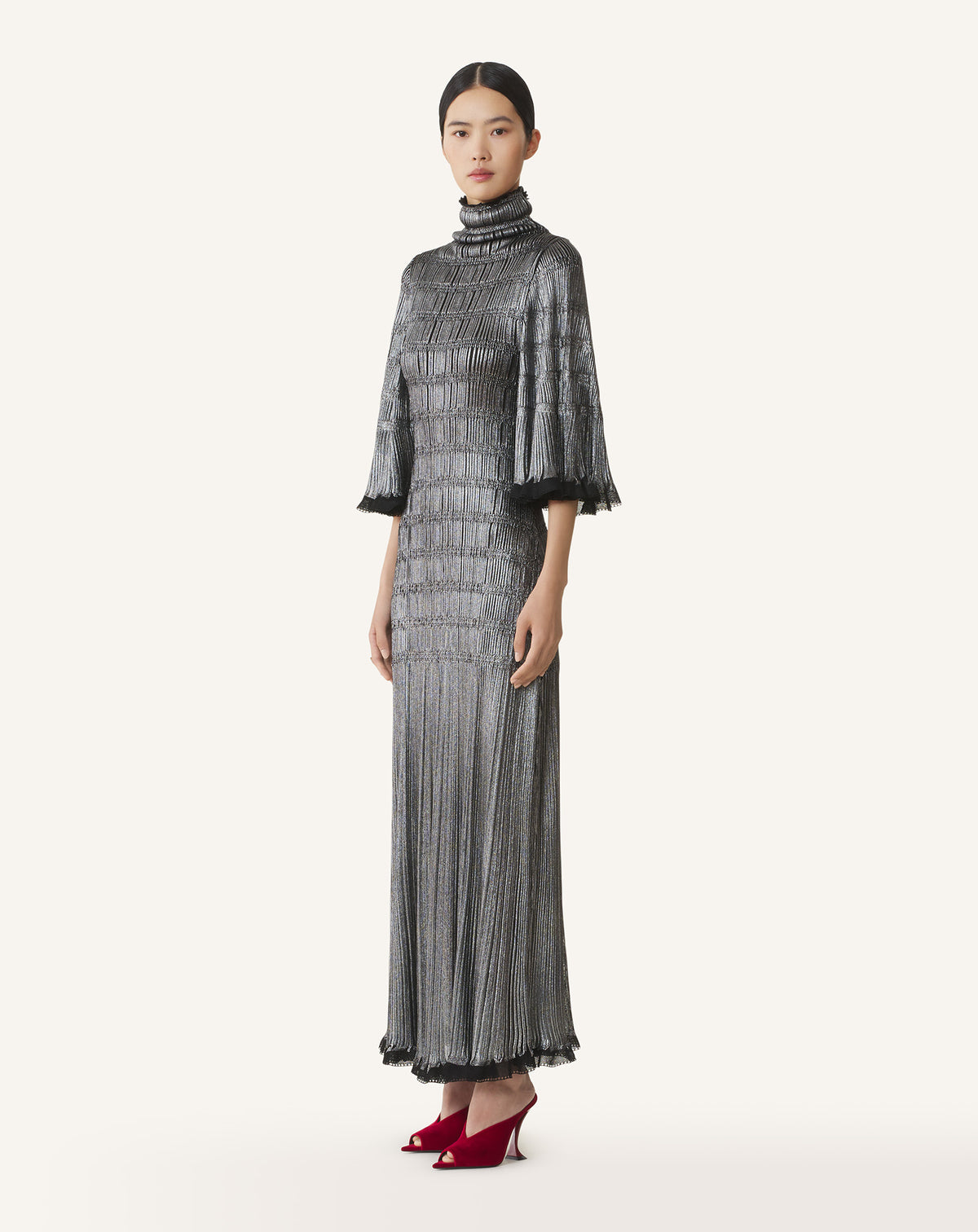 Robe midi col cheminée - Noir