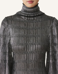 Robe midi col cheminée - Noir