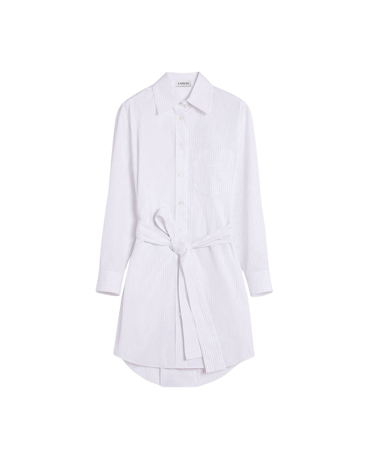 ZZNO STOCK BLANC/NOIR BELTED SHIRT SHORT DRESS