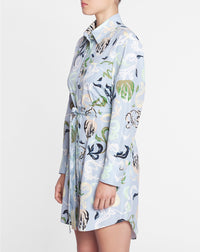 Robe courte à nouer motif abstrait - Azur
