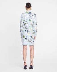 Robe courte à nouer motif abstrait - Azur