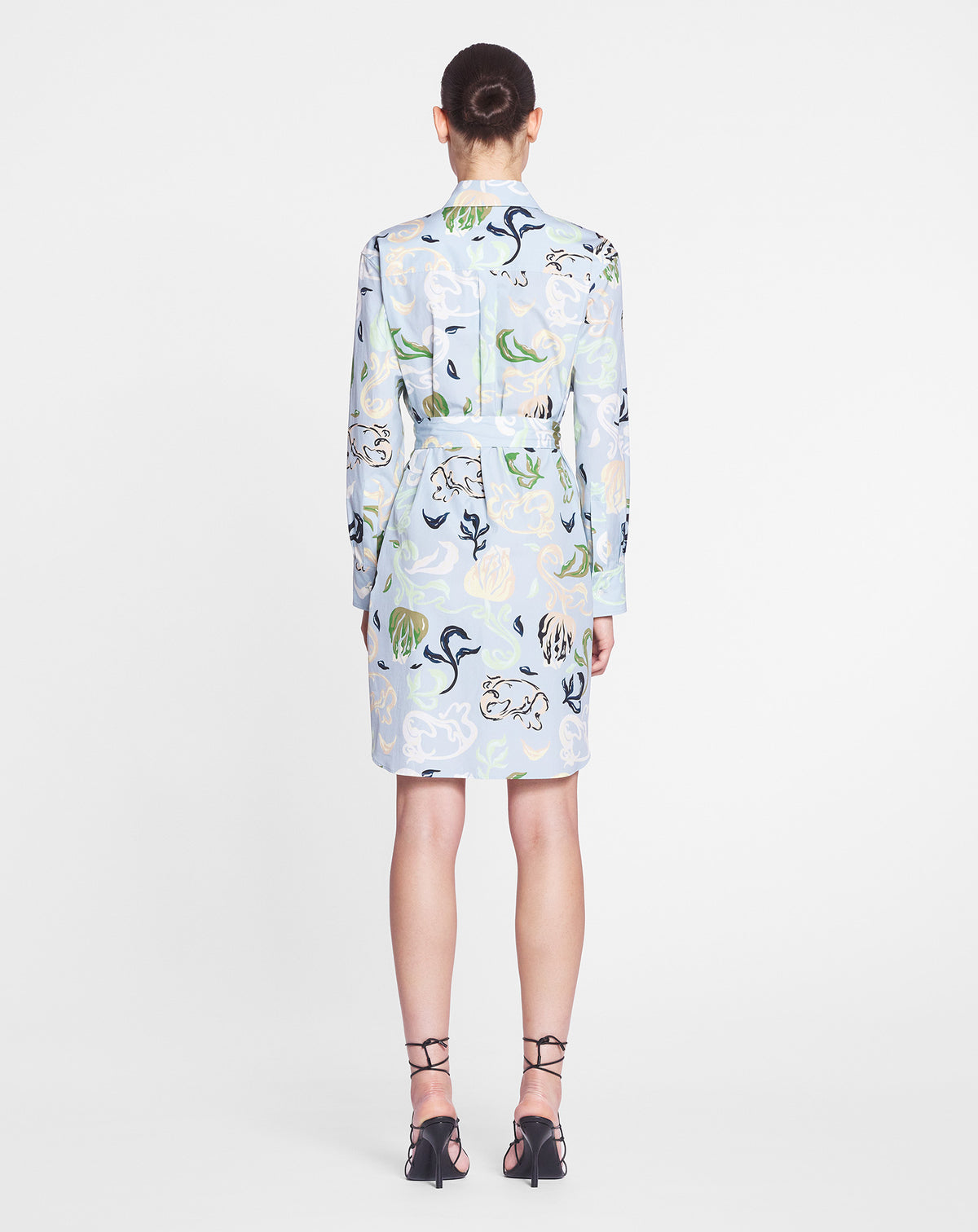 Robe courte à nouer motif abstrait - Azur