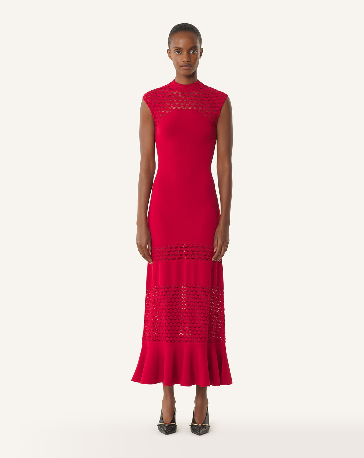 Robe dentelle - Rouge anemone