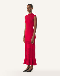 Robe dentelle - Rouge anemone