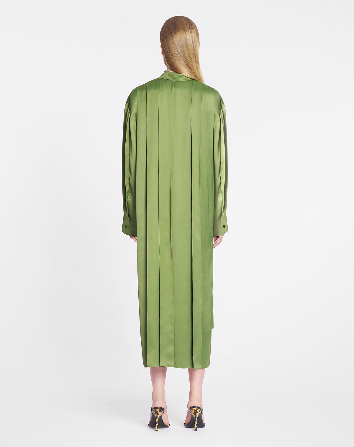 Robe chemise plissée - Lichen