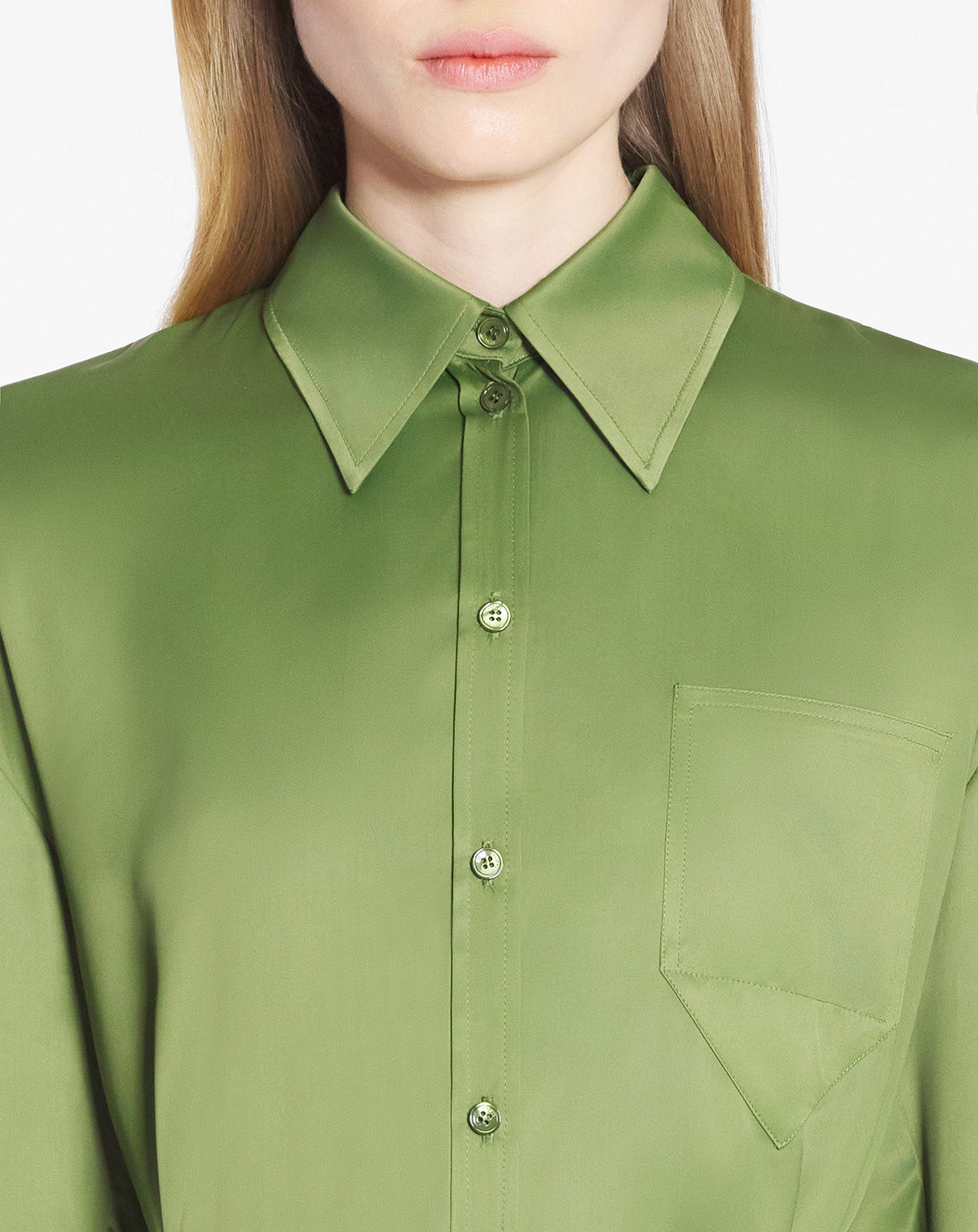 Robe chemise plissée - Lichen