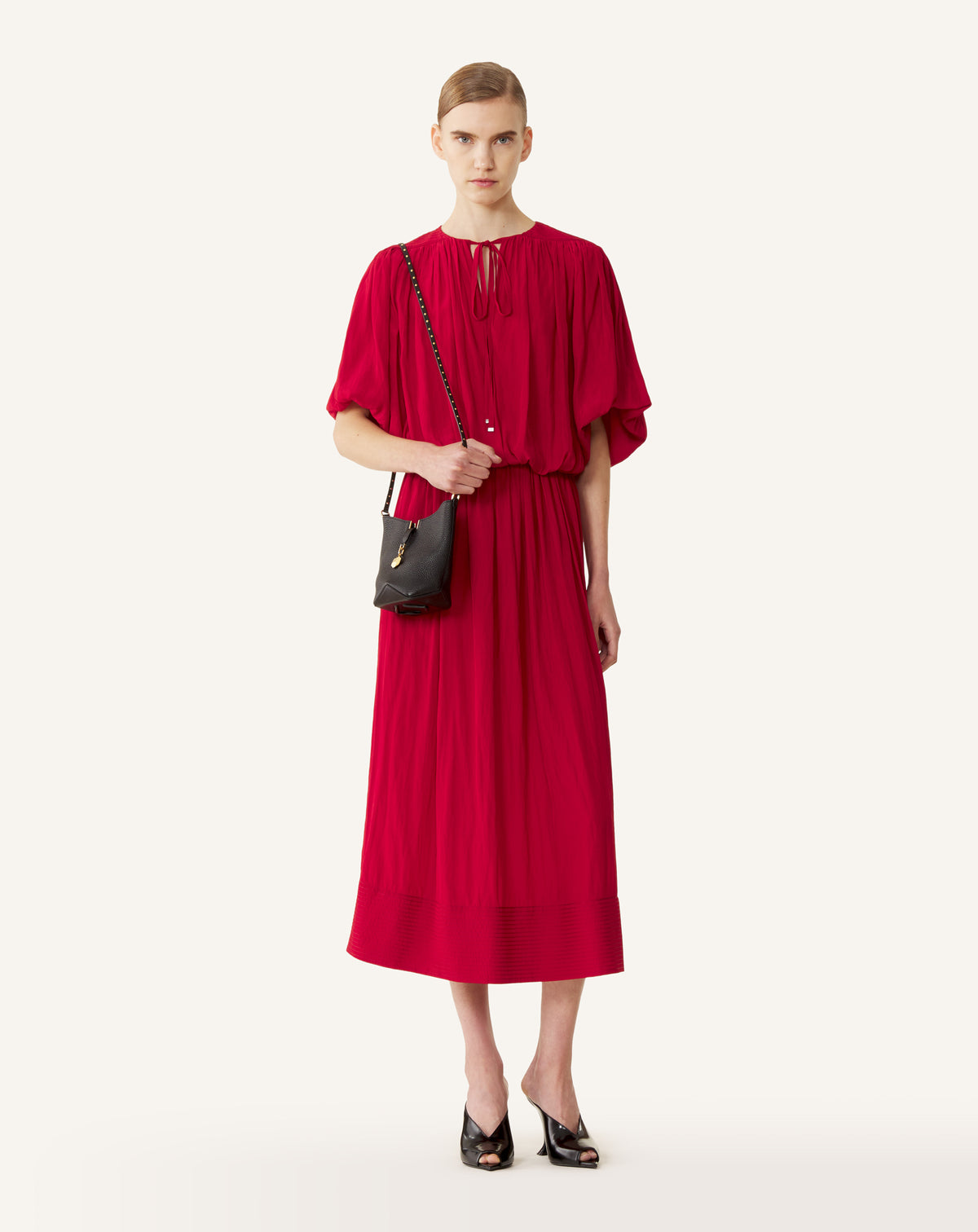 Robe à manches bouffantes - Rouge anemone